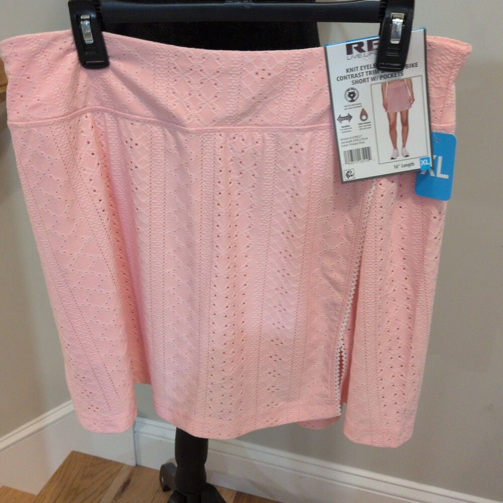 RBX Athletic Skort Pink XL Pull On Pockets Inner Bike Shorts Stretch Golf Tennis